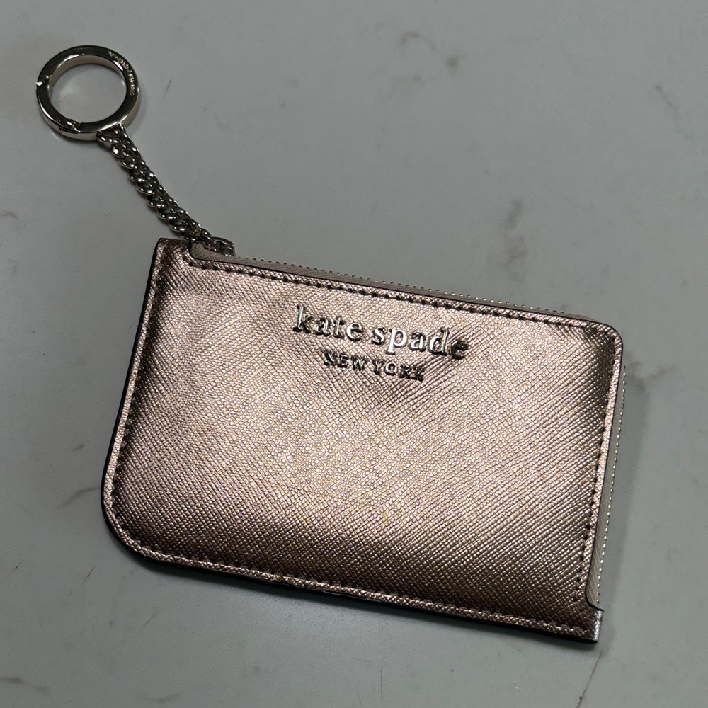 Kate Spade Rose Gold Card Holder with Keychain